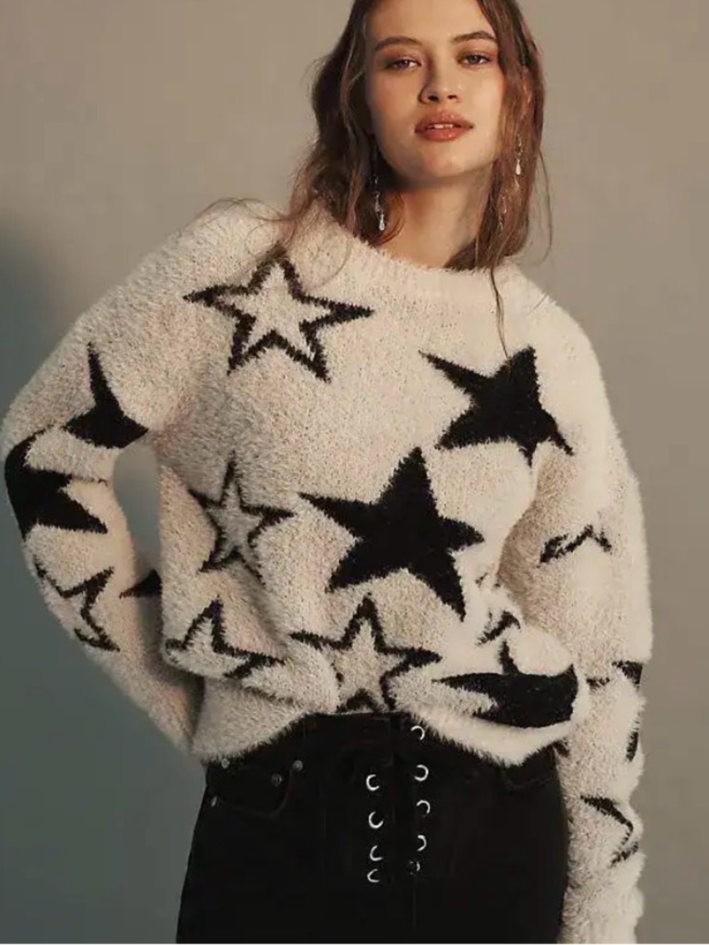 Anthropologie Pilcro Patterned Eyelash Sweater